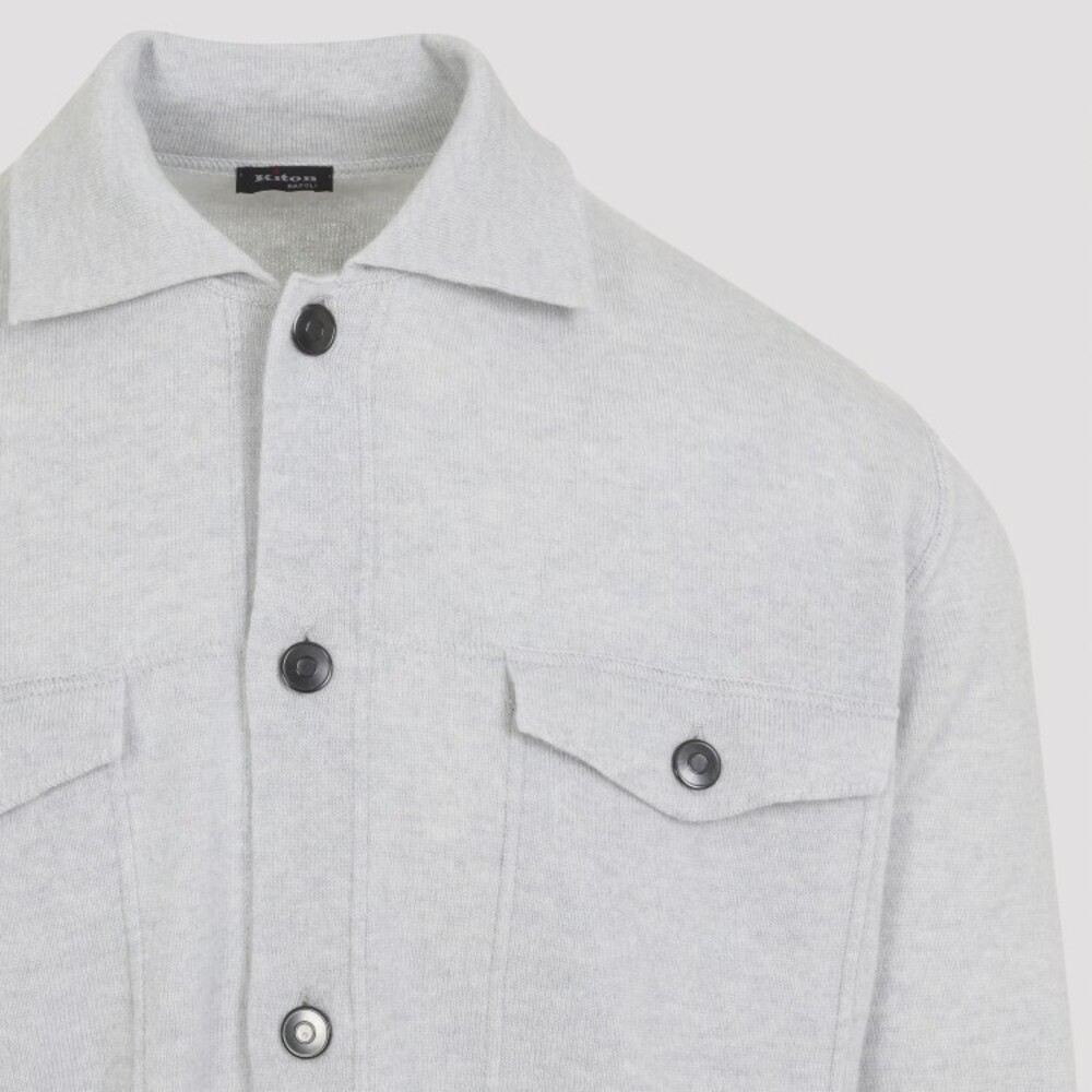 Kiton Light Grey Cashmere Button-Up Jacket With Minimalist Design - NWT - Picture 3 of 3
